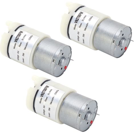 Lot de 3 micro-pompes à membrane, mini-moteurs à vide pour eau et air d'aquarium, 6 V CC (VN2708PM) (1/5)