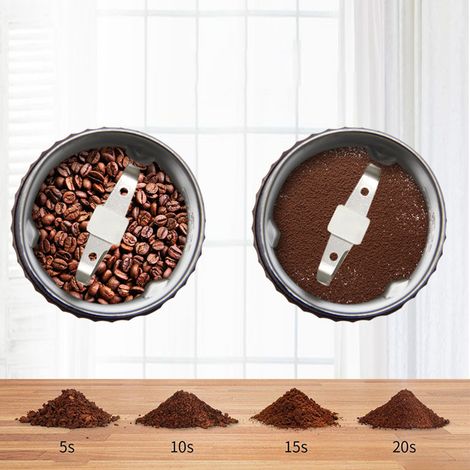 Moulin à café électrique portable, mini-moulin pour aliments, épices, céréales, médecine chinoise, UE 220 V, marron (1/5)