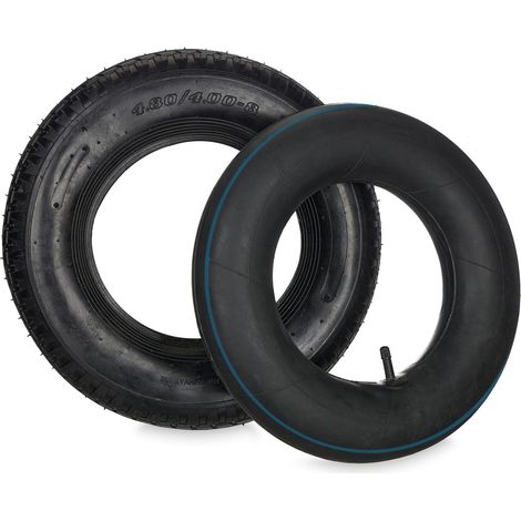 Roue brouette avec Chambre à air, profilée, 4.00-8 Pouces, pneumatique, Charge Max. 150 kg, Noire (1/5)