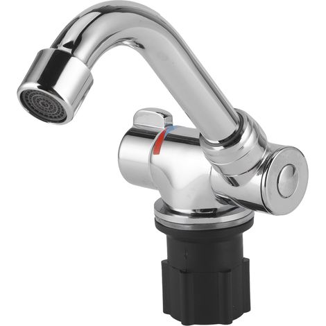 Robinet 1/2 pouce fileté, sortie eau chaude et froide, rotation 360°, pour caravane, camping-car, cuisine et salle de bain. (1/5)