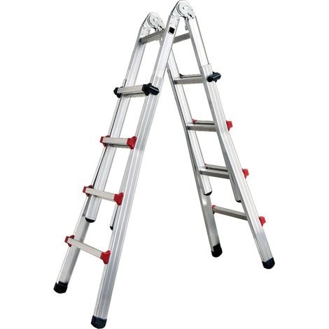 Teleskopische Aluminium -teleskopische Skala mit erweiterter Basis und erweiterbarer Abschnitte maxe teleskopische Feder - 4+4 gradini