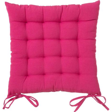Cuscino Sedia in Tessuto Trapuntato Imbottito 40x40 con Laccetti Colore Fucsia