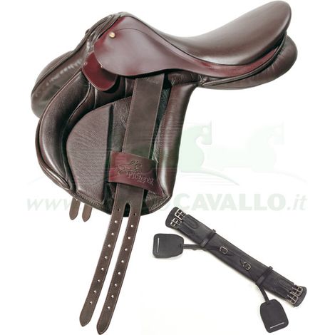 am Widerrist S = 28, Schwarz: Olympiasattel aus Leder und echtem Leder mit breitem und tiefem Sitz zum Reiten und Springen (1/5)