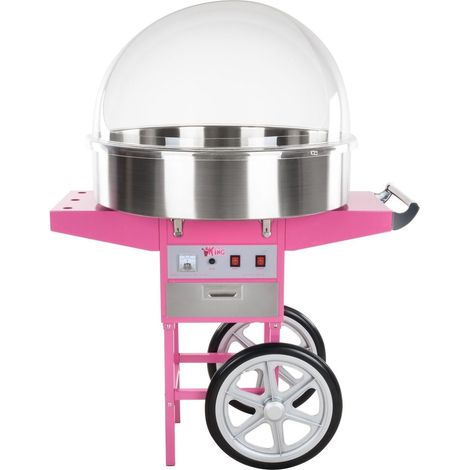 Macchina per zucchero filato professionale diametro 72 cm con carrello e cupola protettiva 3614074