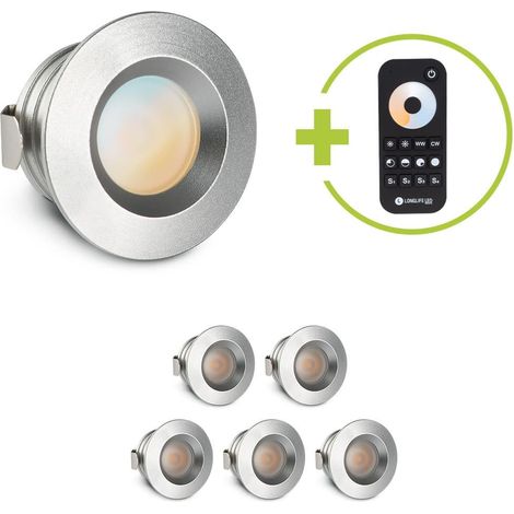 Einbaustrahler Mini flach Torino 3W CCT IP44 - Farbe: silber - Anzahl: 6x