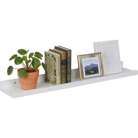 Relaxdays Mensola da parete in noce, mensola sospesa per cornici e oggetti decorativi, varie misure e colori
