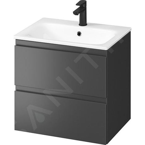Cersanit Moduo - Meuble avec lavabo, 57x60x45 cm, 2 tiroirs, anthracite S801-472-DSM (1/3)
