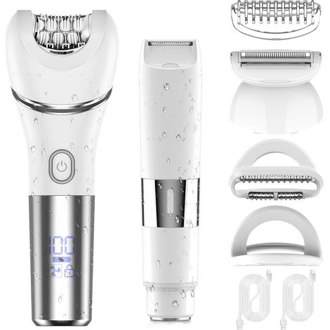 Épilateur électrique de bikini pour femme, épilation 4 en 1 pour le visage, le menton, les bras, les jambes, les aisselles, tondeuse de bikini, étanche IPX7, rechargeable par USB, rasoir pour femme (1/4)