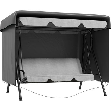 Outsunny Patio 3 Seater Swing Chair Bench Cover Outdoor Garden Furniture Rain Protection Cover Protector Waterproof Anti-UV, 215L x 155W x 150Hcm, Dark Grey