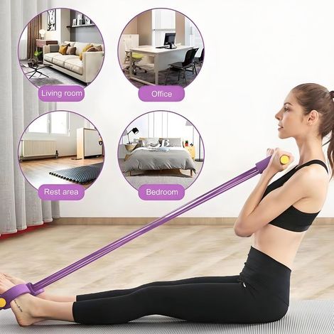 Bande de Résistance Musculation 6 Tubes avec Pédale – Élastique Sport Maison Fitness, Extenseur Élastique avec Poignées Antidérapantes pour Abdominaux et Entraînement Complet (1/4)