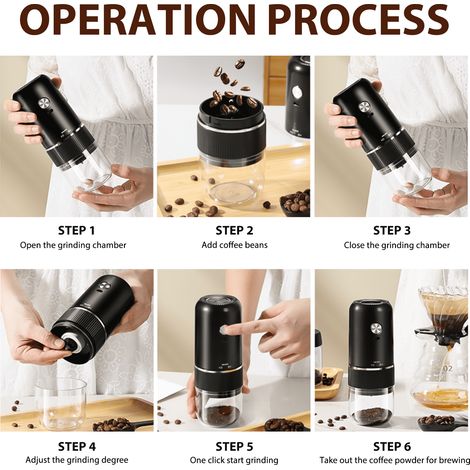Coffee grinder - Suitable for home, office, and cafe use. Electric coffee grinder, also suitable for grinding spices, beans, and grains. USB charging, one-button control, and removable grinding chambe - 3