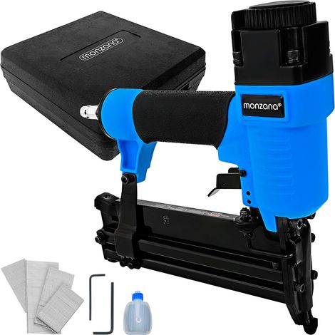 MONZANA® 2in1 Pneumatic Brad Nailer Stapler Kit Compressed Air Powered Tools Tacker Staple Gun with 100x 32mm Nails, 100x 32mm Staples Carry Case Rubberised Handle (1/5)