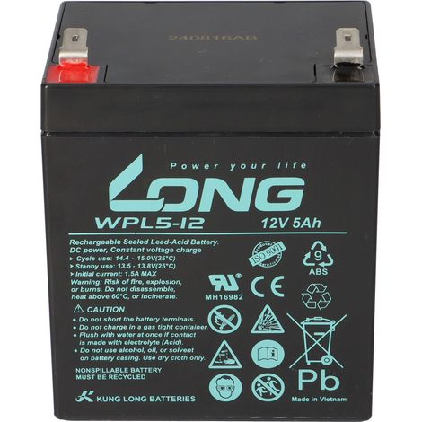Kung Long WPL5-12 12V 5Ah AGM Bleiakku F2 6,3mm Longlife (1/5)