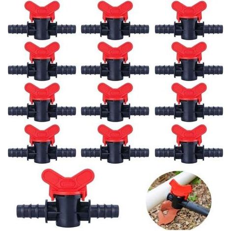 20 Pièces Vanne d'Arrêt d'Irrigation Goutte Vanne d'Égouttement Droite 16PE Vanne d'Arrêt Ligne Qualité Vanne Bille Barbelée Potager, Plantation Jardin Arrière Connexion Tuyau d'Irrigation (1/5)