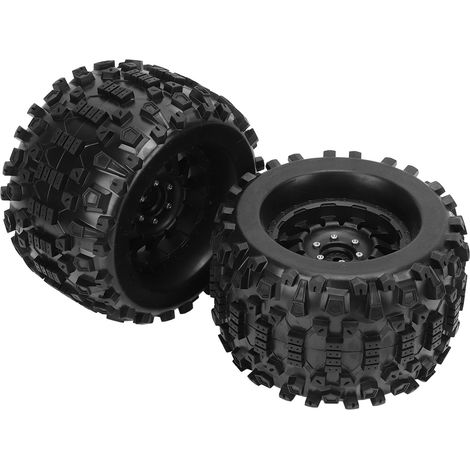 2 pneus en caoutchouc plastique noir pour voiture RC, accessoires pour camion RC avec adaptateurs hexagonaux pour Arrma 1/8 (1/5)