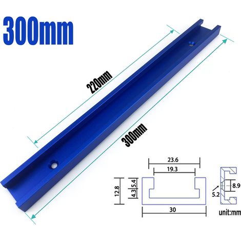 Glissière à rainure en T, type 30, glissière à rainure en T, bloc coulissant à rainure en T, modification spéciale pour barres de glissement et écrous en menuiserie, 300 mm/bloc coulissant, bleu, T30,