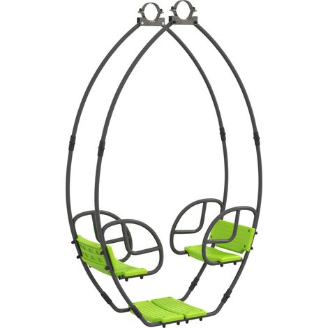 Balançoire enfant 2 places métal vert 110x40x180cm avec poignées antidérapantes pour 3-6 ans (1/5)