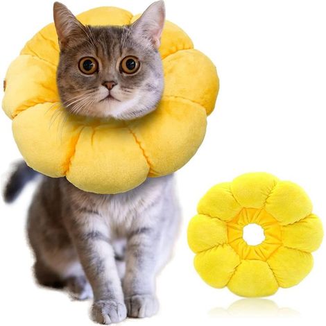 Collier de rééducation pour chats et petits chiens collier réglable après une opération collier souple « Tournesol » lot de 3 colliers de rééducation (1/5)