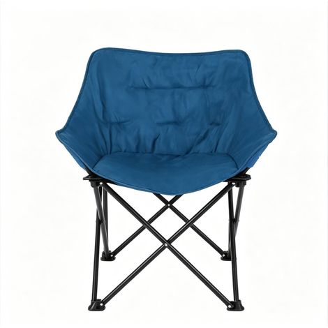 Chaise pliante de camping avec assise rembourrée en similicuir et tissu Oxford, cadre métallique, 65 x 73,5 x 44,5 cm (1/5)