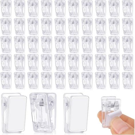 100 clip autoadesive 1,3 × 2,6 × 1,3 cm Mini clip da parete Clip autoadesive Clip per arazzi Clip per foto/poster Clip a molla in plastica Per appendere (1/5)