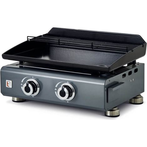 BRASERO BY FAVEX – Plancha gaz Silvia IIG 2 feux – Plaque acier revêtement céramique 52 x 34 cm – 5,3 kW – Jusqu'à 8 convives