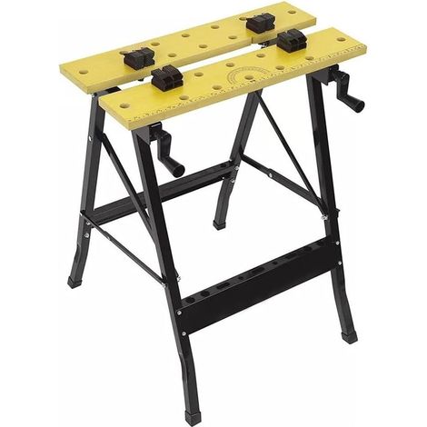 Tavolo da lavoro richiudibile con piano in MDF mis. 61x56x79 cm - Banchetto da lavoro pieghevole con 4 morsetti regolabili (1/5)