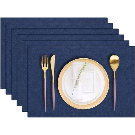 Tovagliette in tessuto (6 pezzi), misto cotone e lino, lavabili in lavatrice, tovagliette in lino resistenti, termoresistenti, antipiega e leggere. (1/5)