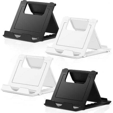 Support pour téléphone portable, lot de 4 supports universels pliables pour tablettes, support de bureau multi-angles avec poche. (1/4)