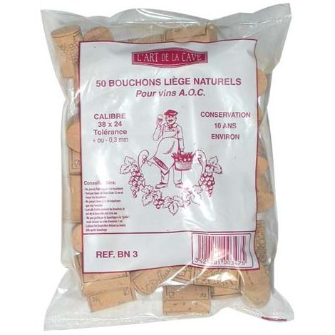 Tappo Cilindro 38x24 Naturale sacco 50 - Bouchonnerie Jocondi