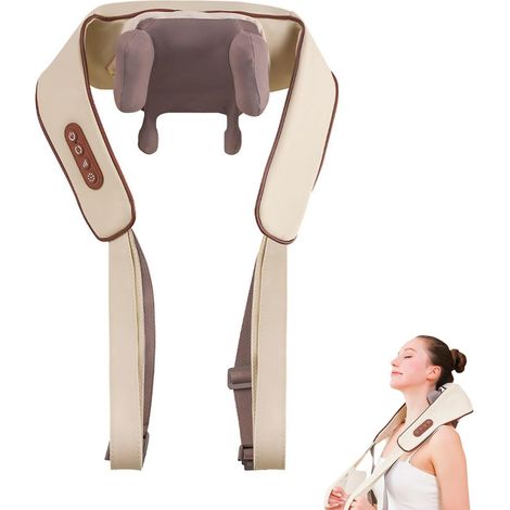Appareil de massage Veeloza pour la nuque et les épaules, massage des tissus profonds 6D par pétrissage avec chaleur Shiatsu, sans fil, pour hommes et femmes (beige)-AquaForge (1/5)