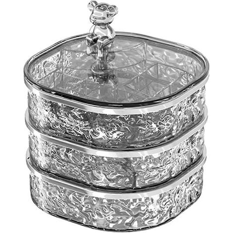 Boîte à bijoux rotative, compartiment transparent, coffret de rangement haut de gamme pour bijoux, boucles d'oreilles et bagues B (1/5)