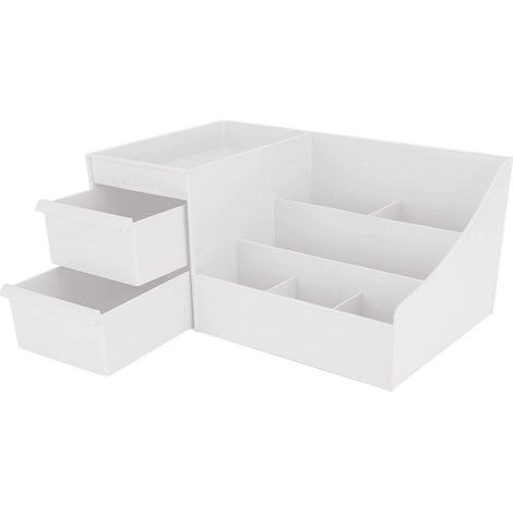 Trousse de maquillage professionnelle, boîte de rangement cosmétique, organisateur de bureau avec tiroir, blanc (1/5)