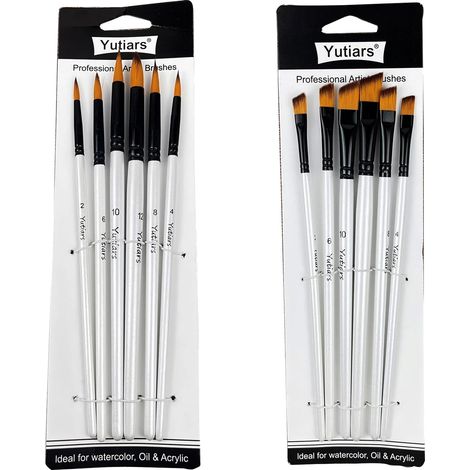 Ensemble de Pinceaux de Peinture, Cheveux en Nylon Durables, Poignées en Bois, R-X (1/2)