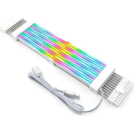 Câble d'extension ARGB Strimer Plus ATX 24 broches PCI-E en silicone souple et flexible 5 V blanc néon ARGB (1/5)