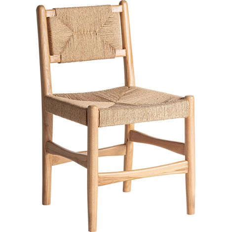 Lot de 2 chaises Agia en Teck et Cáñamo Style Contemporain - Teinte chaude de bois naturel Marron Teka (1/5)