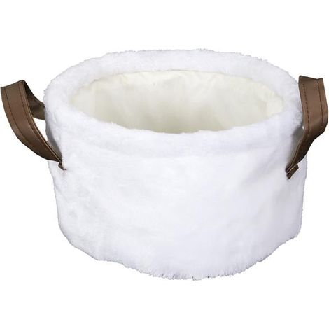 Lot de 3 Paniers - HOME DECO FACTORY - Effet Fourrure - Avec Poignée - Blanc et Noir (1/5)
