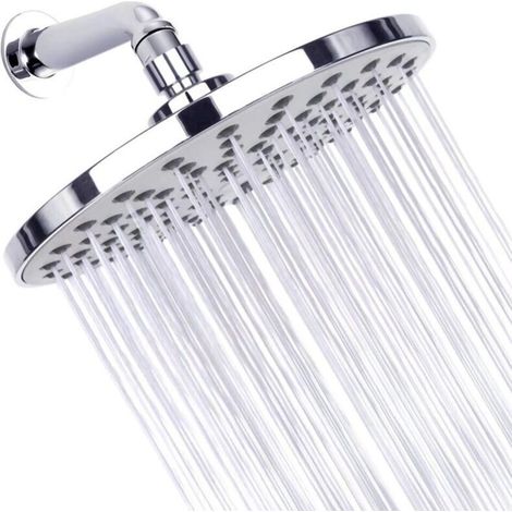 20cm round high-pressure shower head in 304 stainless steel for a comfortable shower even with low water pressure - Wall or ceiling mounted (chrome) (1/4)