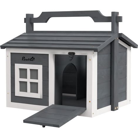 Indoor Rabbit Hutch, Portable Small Animal House Outdoor, with Top Handle, Openable Roof - Grey (1/5)