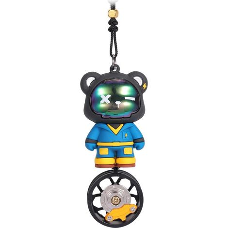 Ornement suspendu pour voiture en forme d'ours oscillant, décoration de rétroviseur intérieur et accessoire de suspension pour rétroviseur de voiture (bleu) (1/5)