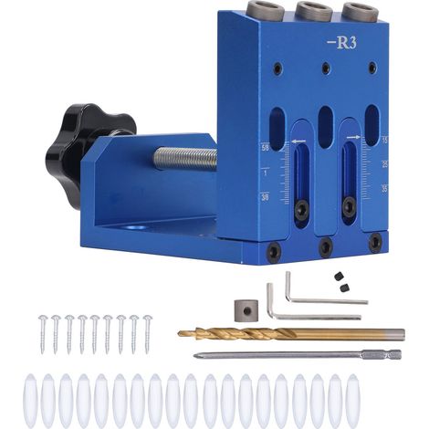 9-mm-Schrägbohrlehre für Holztaschen, Bohrschablonen-Set mit Positionierer, Holzbearbeitungswerkzeug.