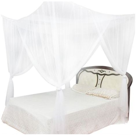 4-Eck-Himmelbett mit Moskitonetz, passend für Doppelbetten, Queensize-Betten und Kingsize-Betten (weiß)