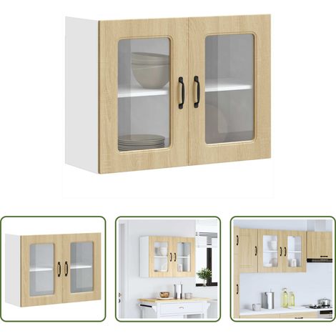 Küchenhängeschrank - Küchen-Hängeschrank mit Glastür Kalmar Sonoma-Eiche Holzwerkstoff (1/5)