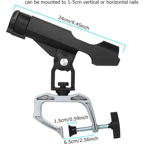 Porte-cannes de pêche 360° réglable support pour canne à pêche râtelier porte-canne support pour kayak bateau canoë raft pêche (1/5)
