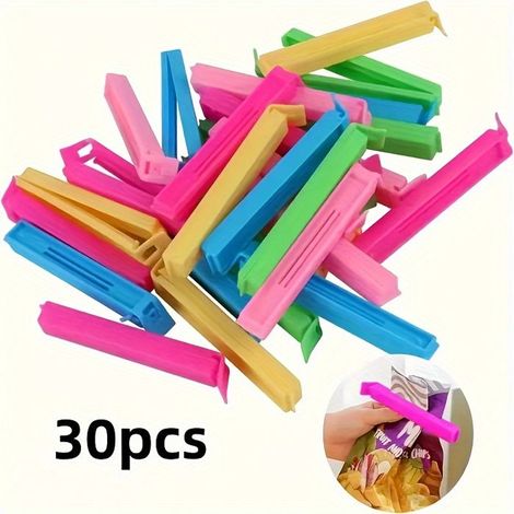 BelleRise - Lot de 30 pinces réutilisables en plastique pour sacs alimentaires — Anti-humidité et anti-poussière (1/4)