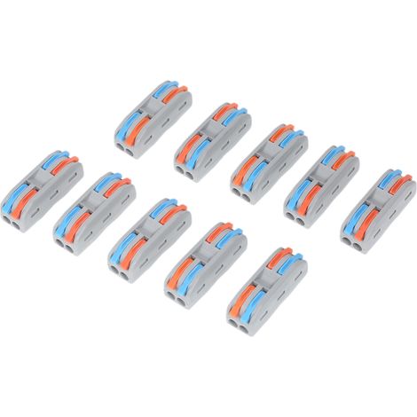 Lot de 10 connecteurs de fil compacts à levier bornes rapides push-in pour câbles universels raccordement conducteurs