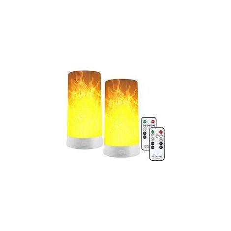 Lot de 2 lampes LED à effet de flamme, rechargeables par USB, avec télécommande et minuterie, mèche vacillante LED dansante réaliste avec aimant