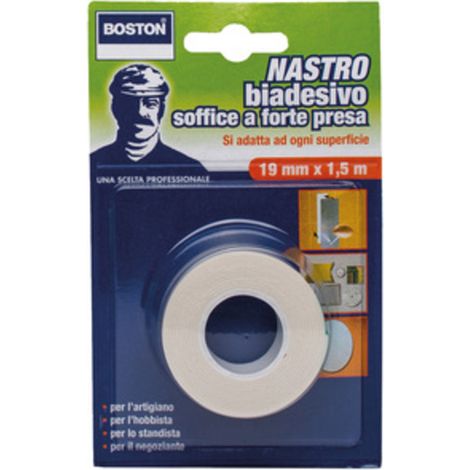 nastro biadesivo adesivo forte ml 1,5x19 mm schiuma PE per mensole vetrine (1/4)