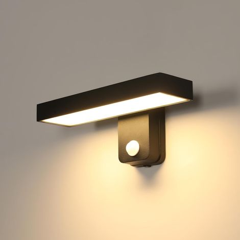 1 Applique Murale Exterieur, Panneau LED Orientable 350°, Détecteur de Mouvement 6m, Étanche IP65 Aluminium, Pour Jardin Garage Terrasse (1/5)