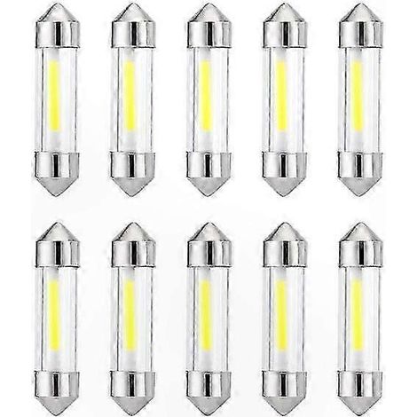 10er-Packung Soffitten-LED-Lampen (31–41 mm, 6000 K, Kaltweiß) für Innenraum- und Kartenleuchten im Auto, 12-V-Ersatz, COB-Technologie (1/2)