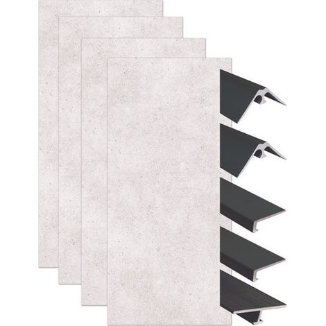 ONDEE ZEN - Pack de montage 4 panneaux muraux en niche - Terrazzo 200 cm - profilés noirs (1/4)